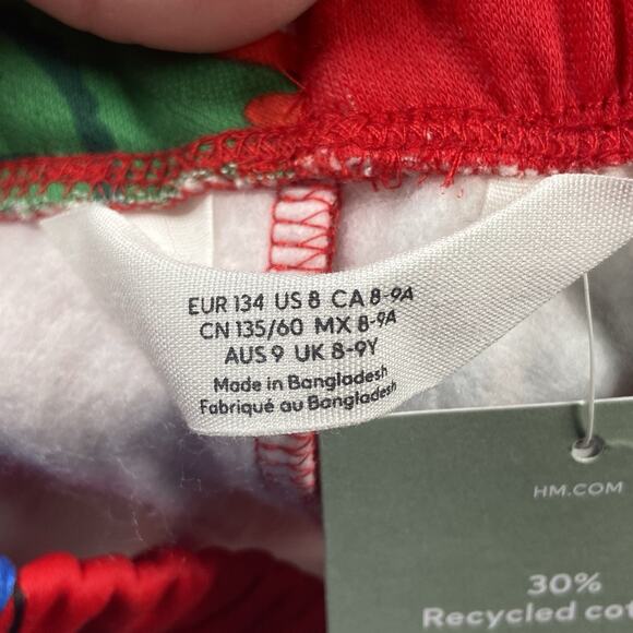 H&M Sweatpants Boys Size 8 Red Dinosaur Christmas Joggers Elastic Graphic NWT - Picture 5 of 7